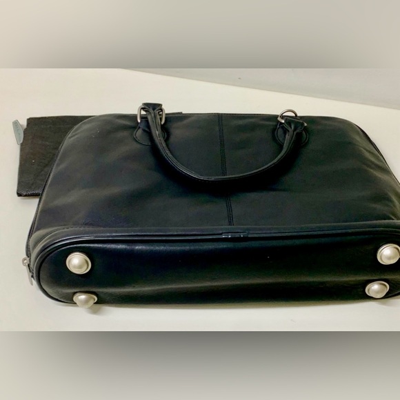 Black Leather Dilana Executive Series Laptop Briefcase Messenger Bag Brand New - Picture 10 of 16